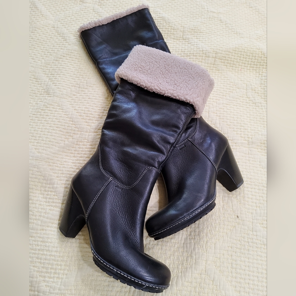 GEOX Brown Leather Heel Boots Size 9